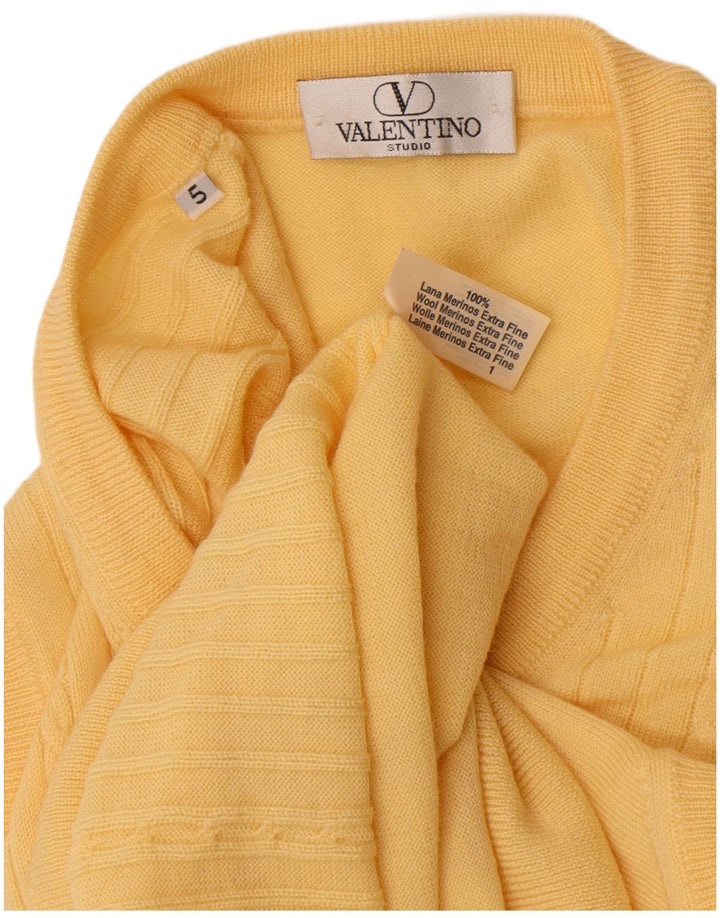 Valentino - Chaleco para hombre, camiseta sin mangas, talla grande, lana merino amarilla