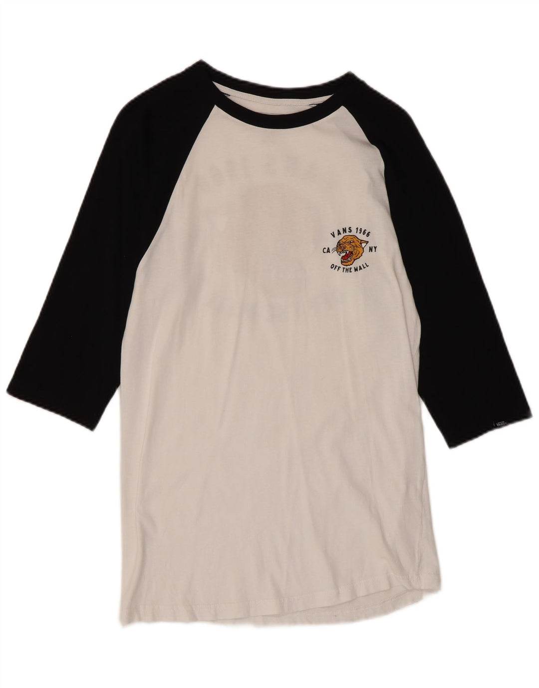 VANS Top gráfico ajustado con manga 3/4 para mujer UK 40 Small White Colourblock