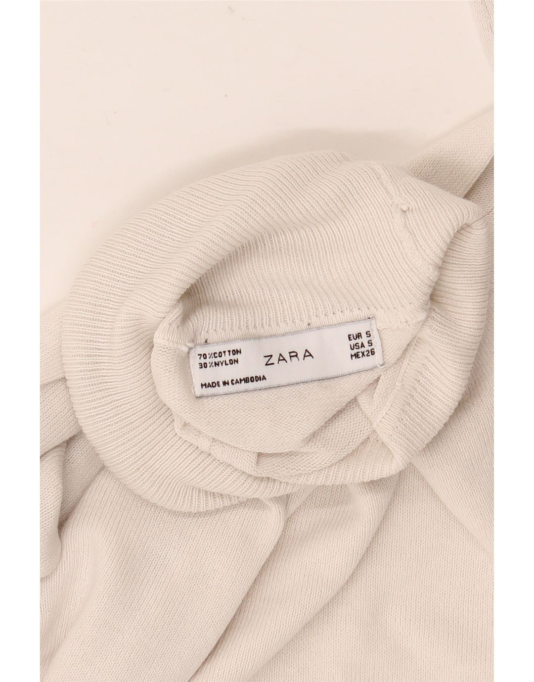 Zara Mujer Roll Neck Jumper Sweater UK 10 Small Gris Algodón