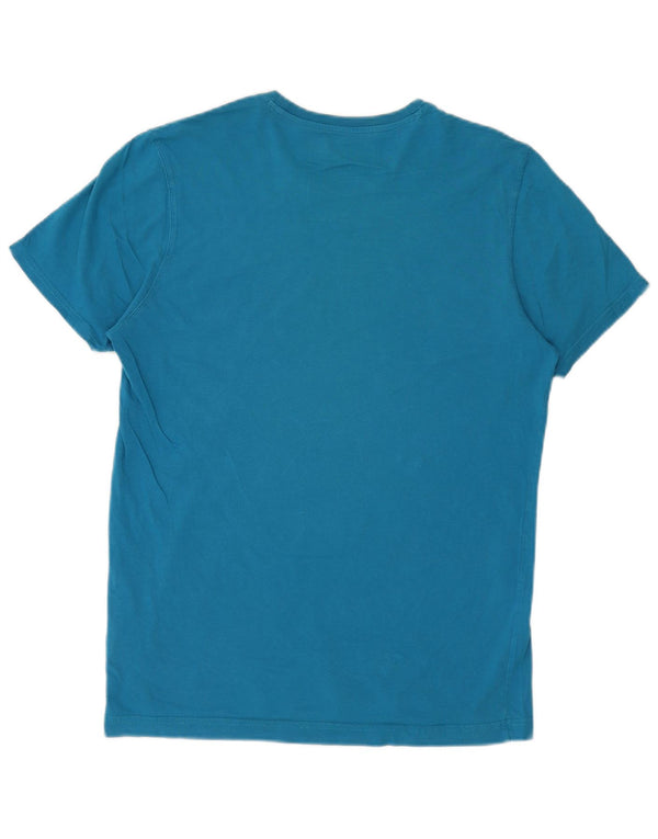 Napapijri Hombre Geographic Graphic Camiseta Top Algodón Azul Medio