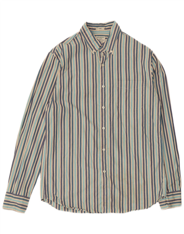 J. Crew - Camisa ajustada para hombre de algodón a rayas multicolor mediana