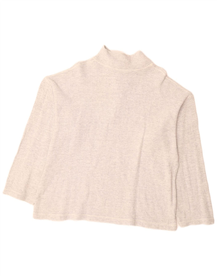 VINTAGE suéter de jersey con cuello con cremallera para mujer Reino Unido 18 XL Gris