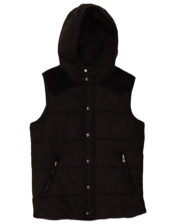 ZARA Mens Hooded Padded Gilet UK 36 Small Black