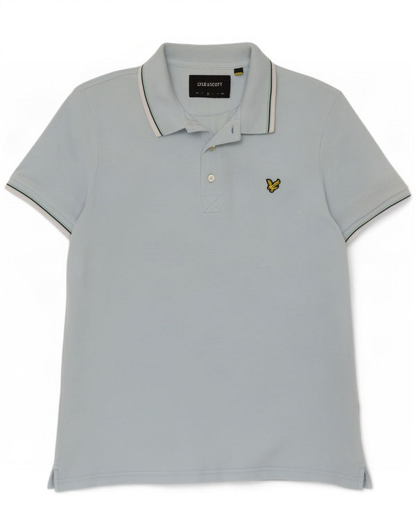 Lyle & Scott Polo para hombre de algodón a rayas azul medio
