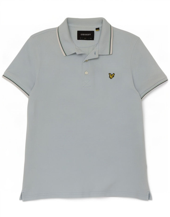 Lyle & Scott Polo para hombre de algodón a rayas azul medio