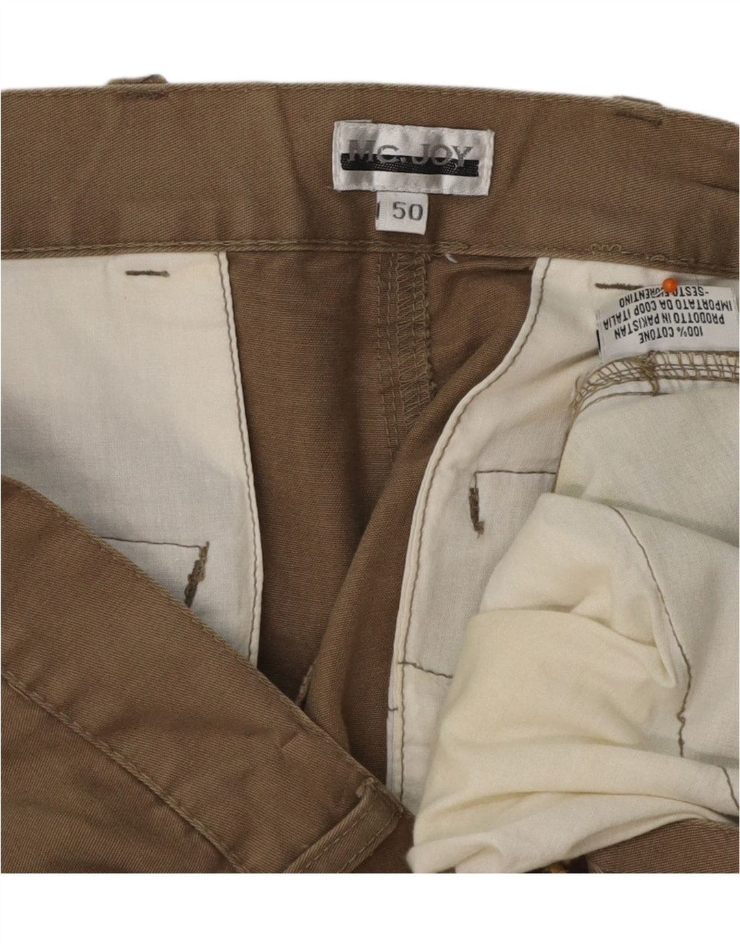 MC JOY Pantalones cortos cargo para hombre IT 50 Large W38 Algodón beige