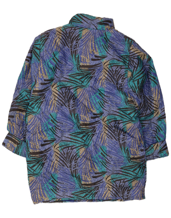 Abrigo acolchado de ajuste relajado con estampado abstracto vintage para mujer UK 44 Azul medio