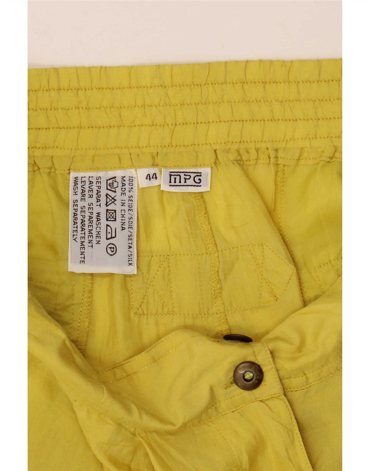MPG Bermudas con cintura alta para mujer IT 44 Medium W29 Seda amarilla