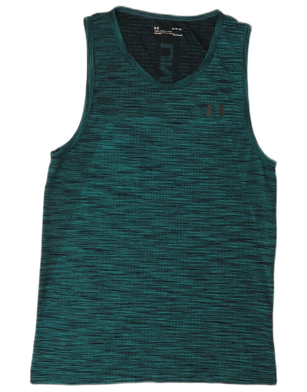Under Armour Camiseta sin mangas con gráfico Heat Gear para hombre, moteada en verde medio