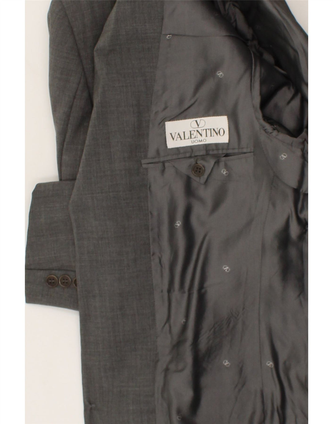 VALENTINO Conjunto de 2 piezas de 3 botones para hombre IT 48 Medium W38 L32 Lana virgen gris