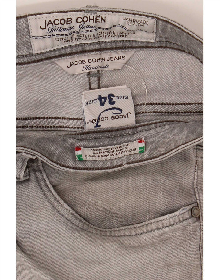 Jacob Cohen Vaqueros ajustados para hombre W34 L30 Algodón gris