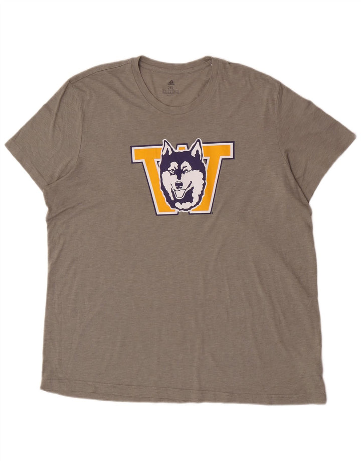 Adidas Mens Washington Huskies Graphic Camiseta Top 2XL Gris Poliéster