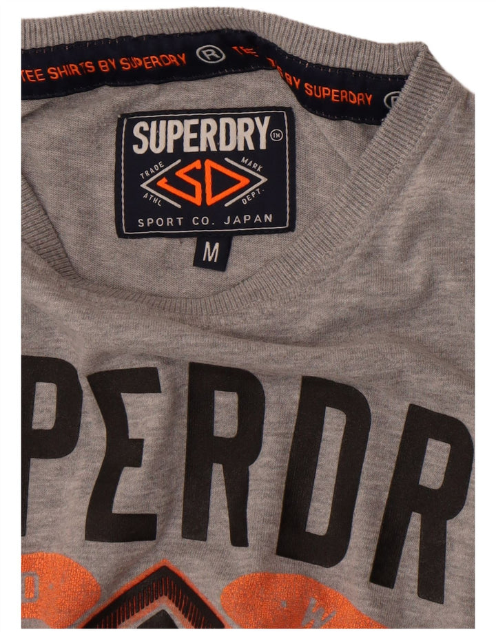Superdry Hombre Camiseta Gráfica Top Gris Medio