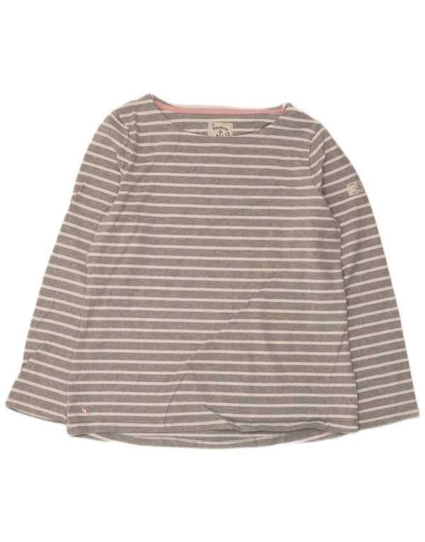 Joules Top Mujer Manga Larga UK 44 Grande Gris Rayas Algodón