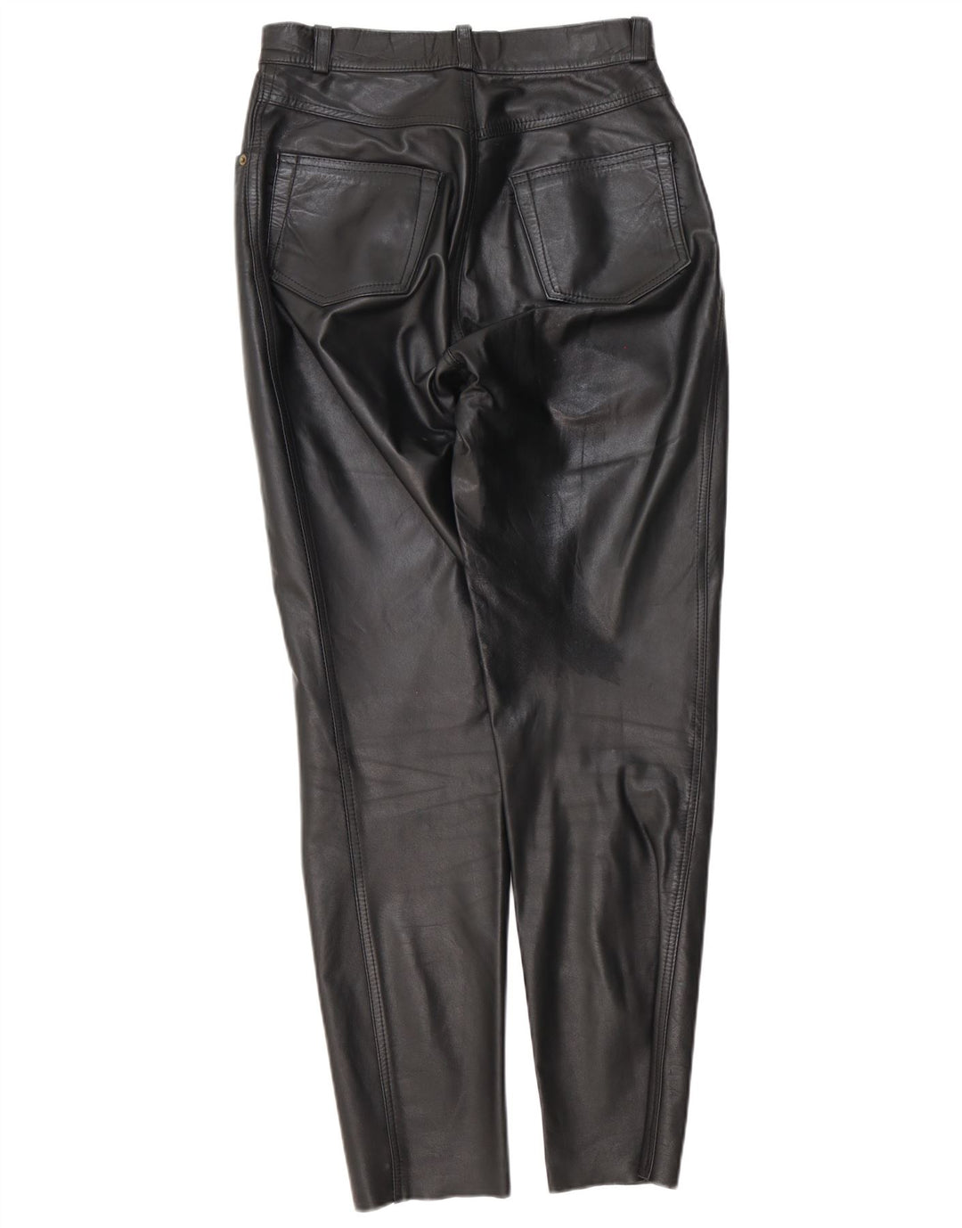 Pantalones cónicos para mujer de cuero genuino W28 L29 Negro