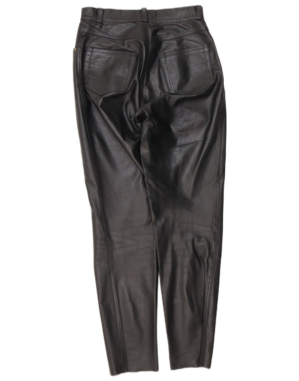 Pantalones cónicos para mujer de cuero genuino W28 L29 Negro