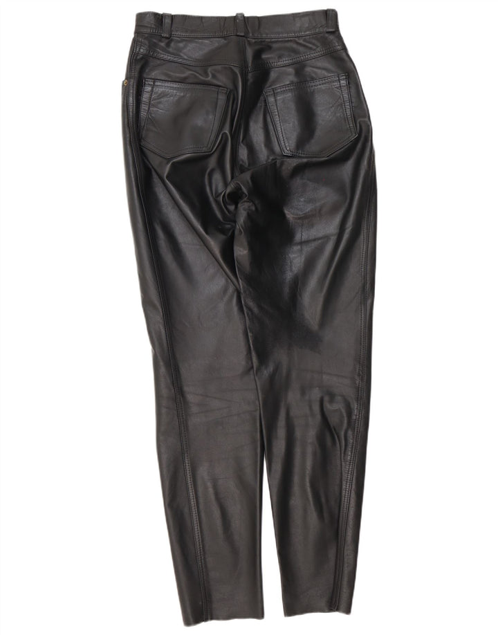 Pantalones cónicos para mujer de cuero genuino W28 L29 Negro