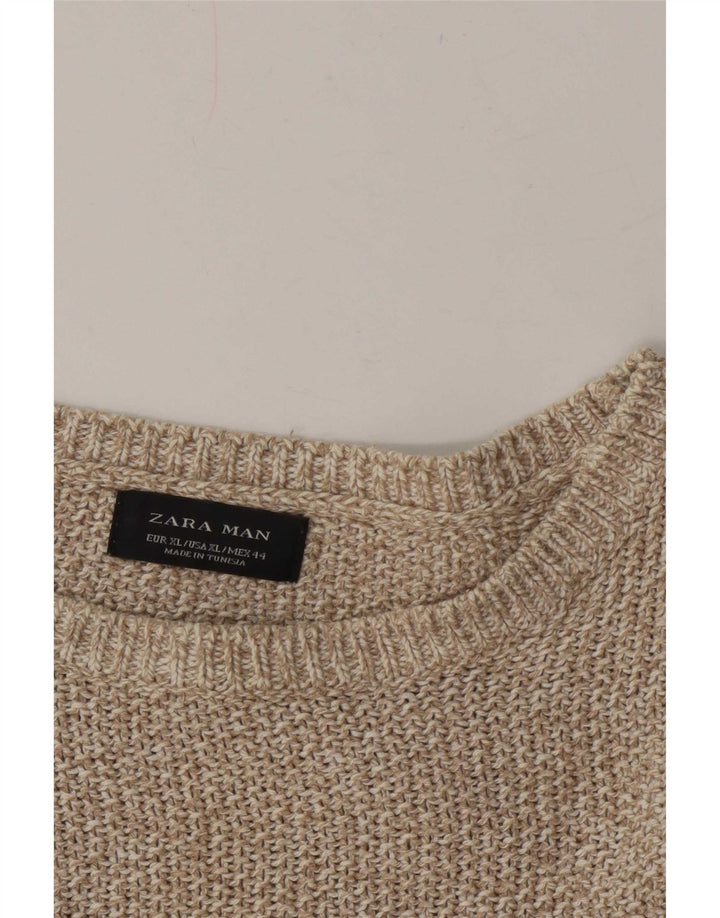 Zara Hombre Jersey Con Cuello Barco XL Gris Moteado