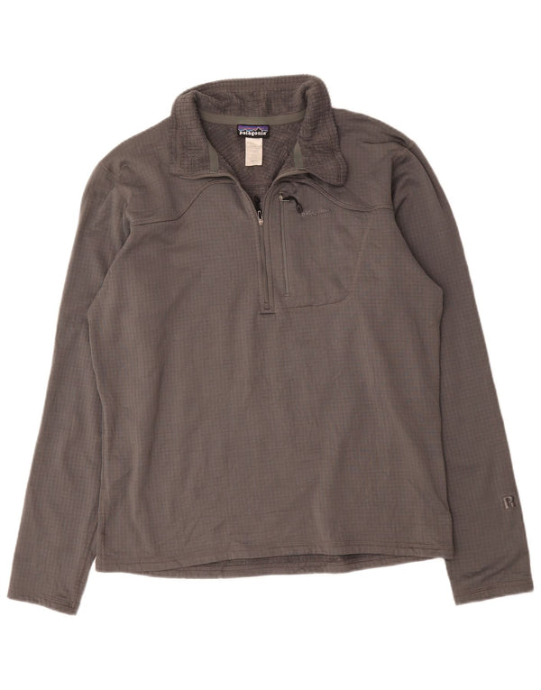 Patagonia Hombre Zip Neck Jersey Chándal Top Grande Poliéster Gris