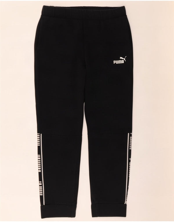 Puma Pantalones de chándal con estampado gráfico para mujer Joggers UK 10 Small Black Cotton