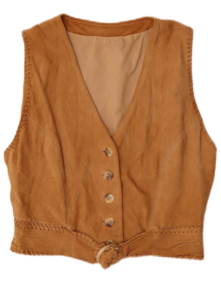 Chaleco de ante vintage para mujer IT 44 Beige medio