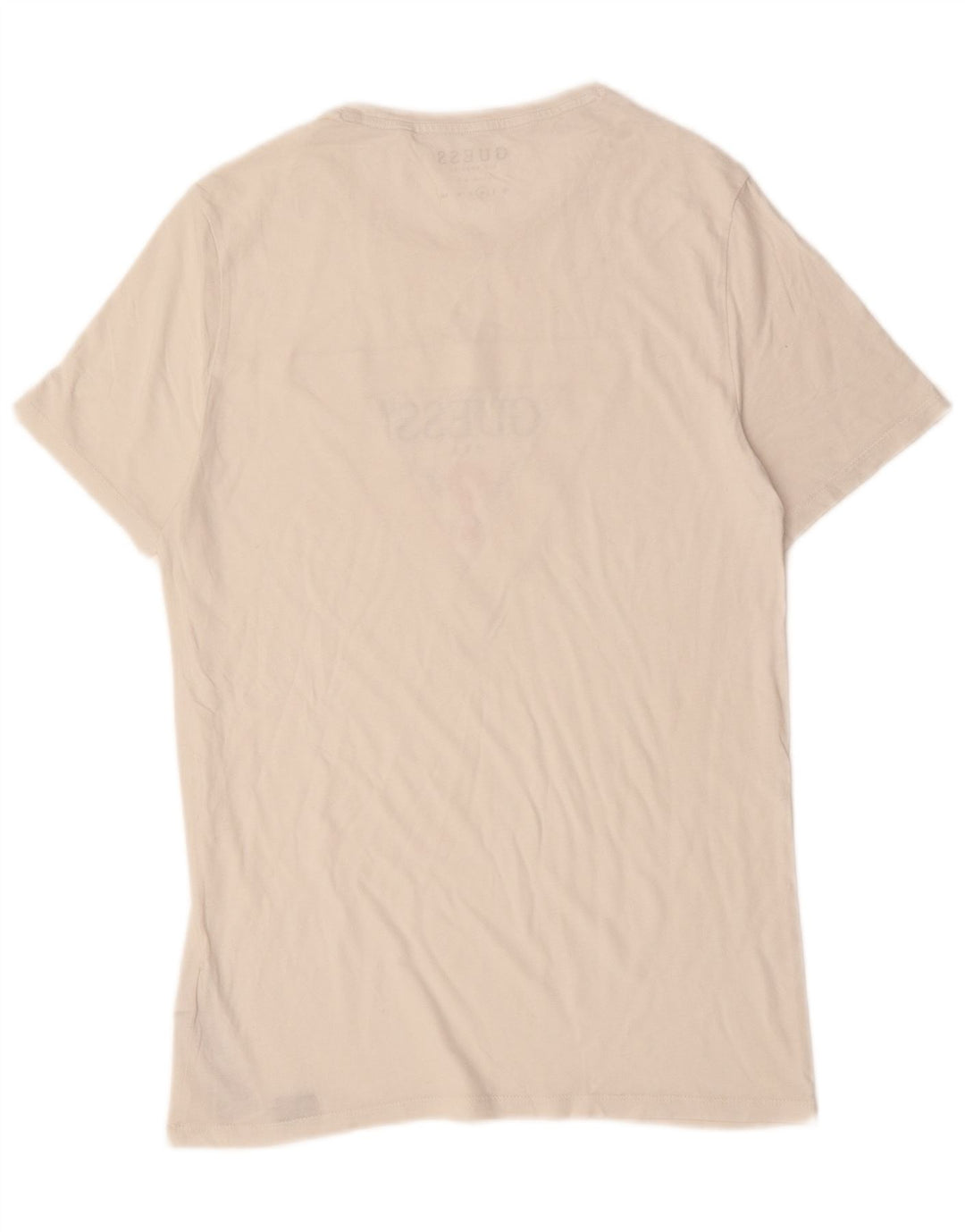 GUESS Camiseta gráfica ajustada para hombre Top mediano de algodón blanco roto