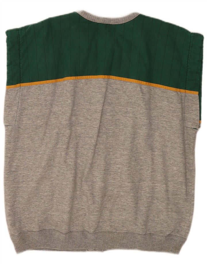 Vintage hombres sin mangas chándal top chaqueta grande gris colorblock