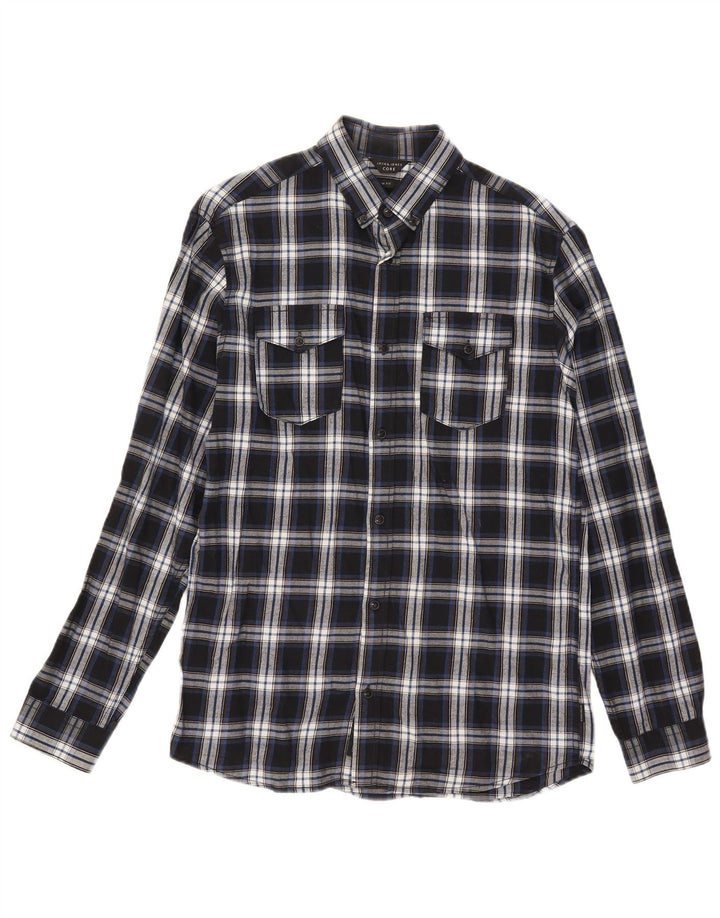 Jack & Jones Hombre Camisa De Franela Slim Fit A Cuadros Azules Pequeños