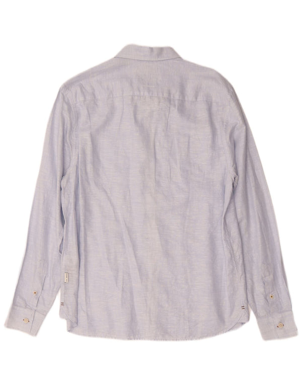 Ted Baker - Camisa de corte regular para hombre, talla 3, lino azul mediano