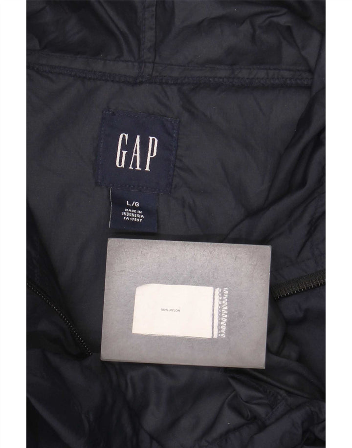 Gap Chaqueta impermeable con capucha para hombre UK 40 Large Nylon azul marino