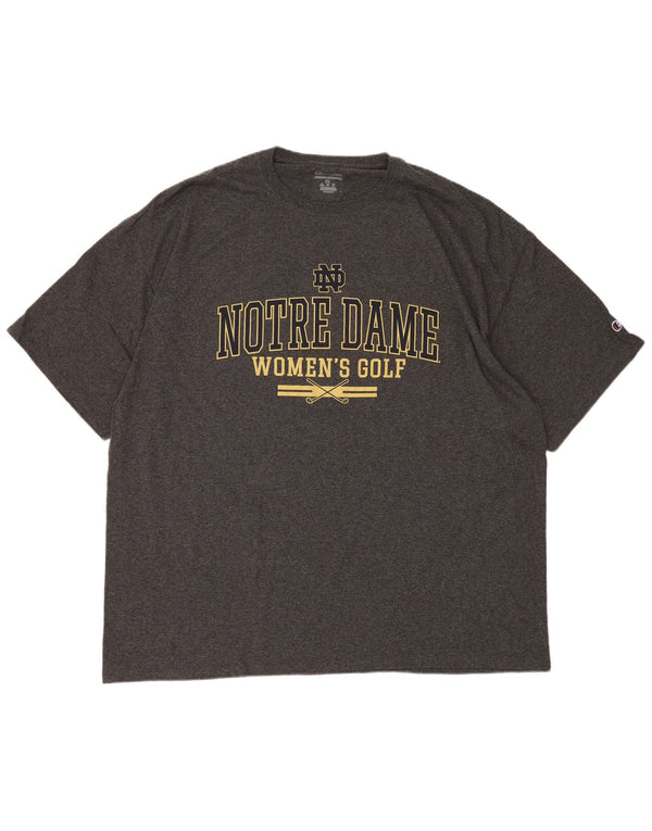 Champion Camiseta gráfica Notre Dame para hombre Top 3XL Algodón moteado gris
