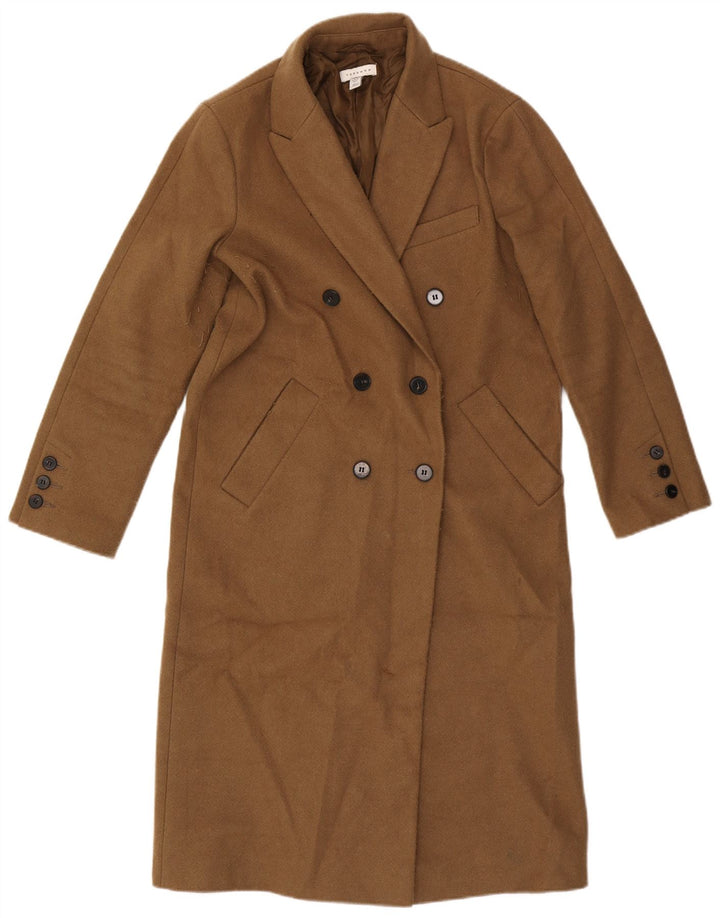Topshop Abrigo de doble botonadura extragrande para mujer Petite UK 4 XS Marrón
