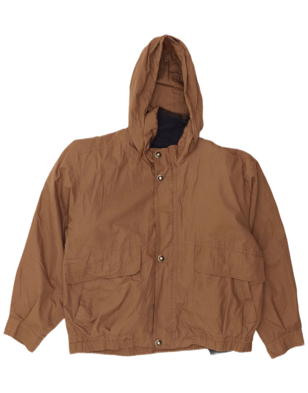 London Fog Chaqueta bomber holgada con capucha para hombre UK 38 Medium Brown Nylon