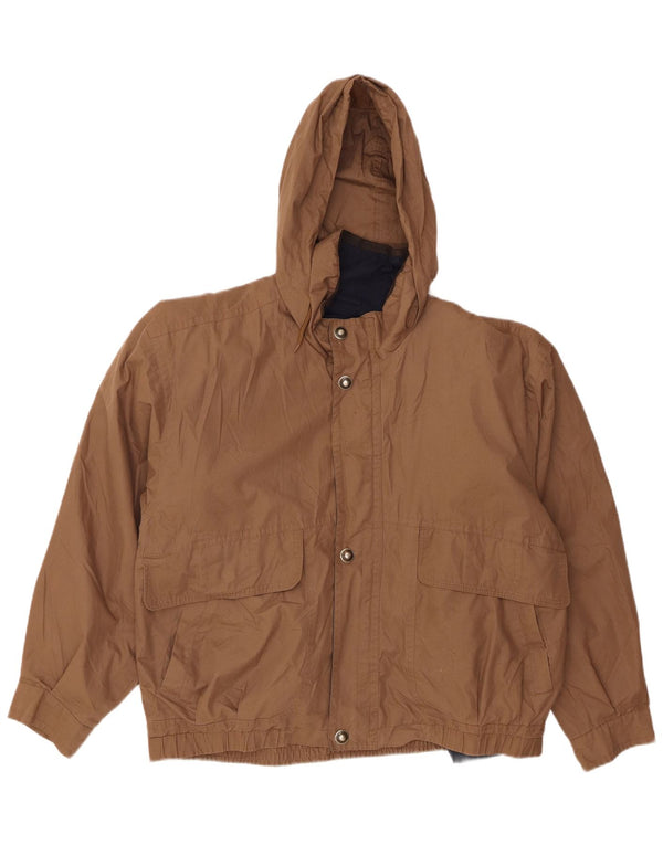 London Fog Chaqueta bomber holgada con capucha para hombre UK 38 Medium Brown Nylon