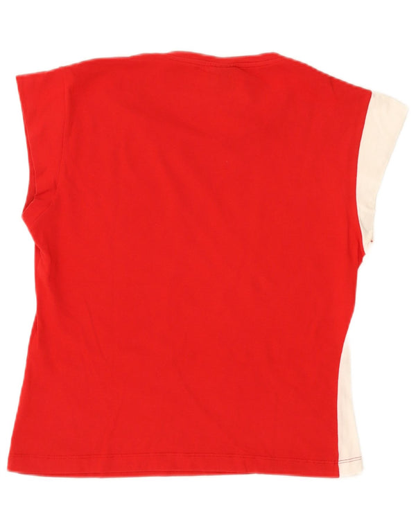 Trussardi Mujer Camiseta Top UK 40 Large Rojo Colorblock Algodón