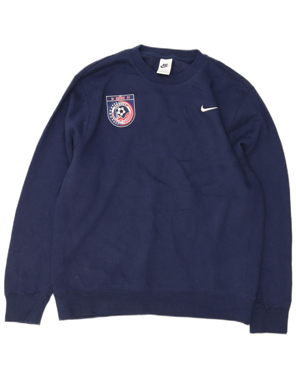 Nike - Sudadera gráfica para hombre, jersey grande, azul marino, algodón, deportivo