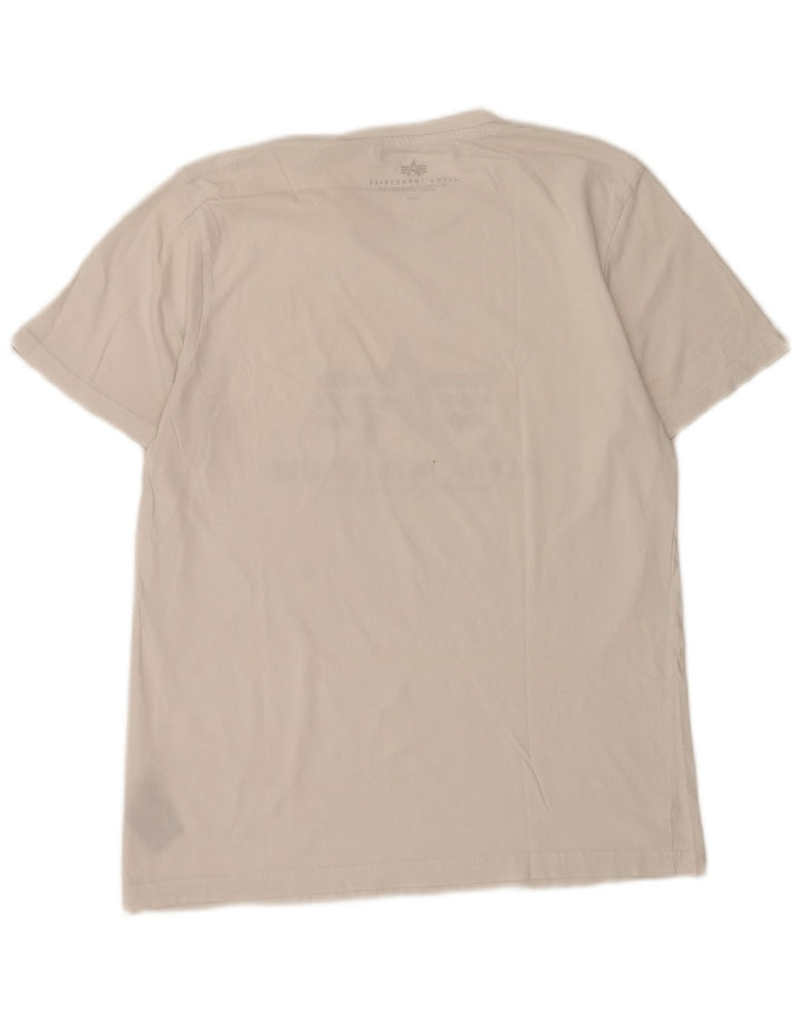 Alpha Industries Camiseta gráfica para hombre Top Algodón blanco mediano