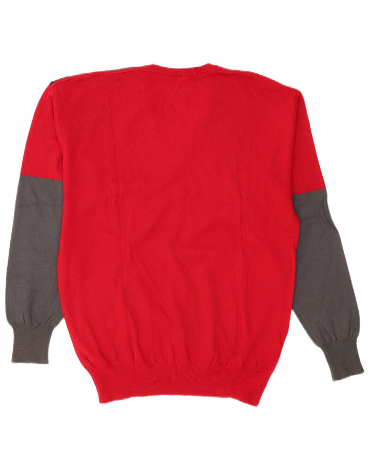 DALMINE Jersey con cuello en V para hombre IT 50 Medium Red Colourblock Lana virgen