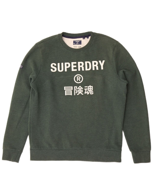 Superdry Sudadera Con Estampado De Hombre, Jersey De Algodón Verde Grande