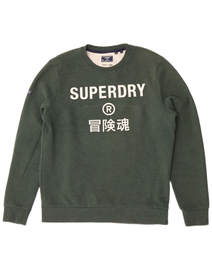 Superdry Sudadera Con Estampado De Hombre, Jersey De Algodón Verde Grande