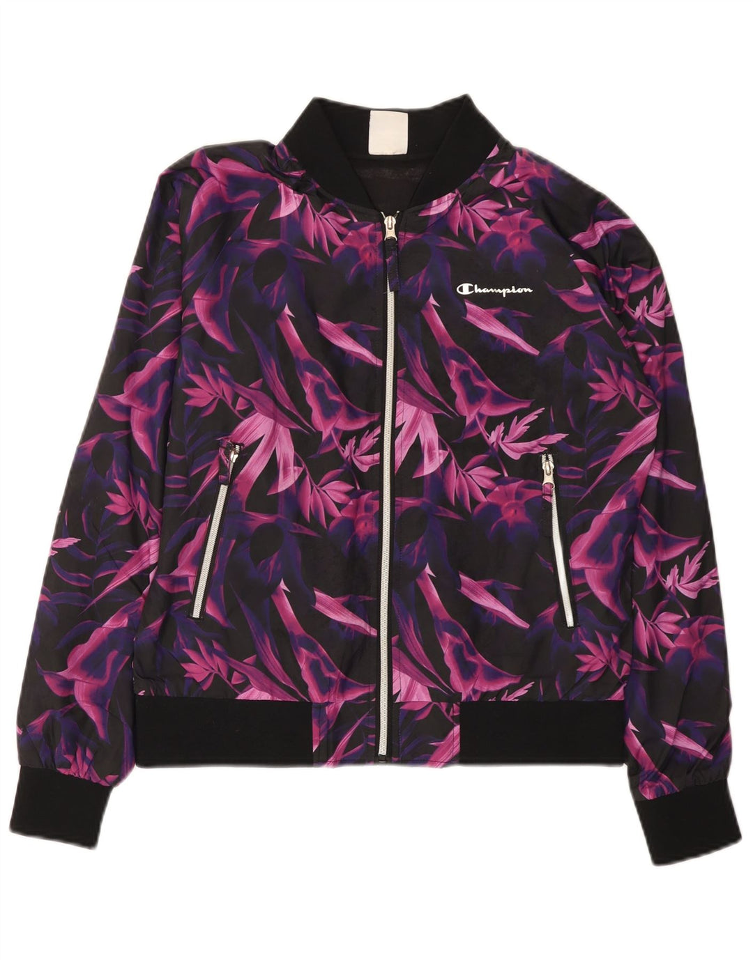 Champion Chaqueta de chándal para mujer UK 10 Small Púrpura Floral Poliéster