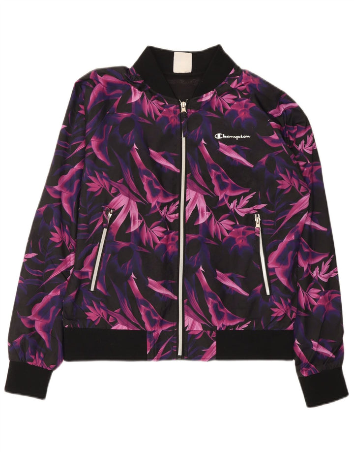 Champion Chaqueta de chándal para mujer UK 10 Small Púrpura Floral Poliéster
