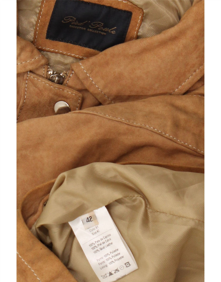 Vintage mujer manga corta chaqueta blazer militar IT 42 marrón medio
