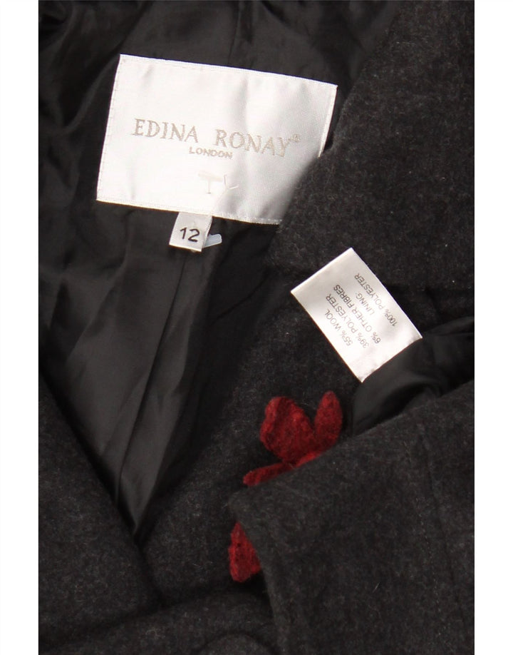 Edina Ronay Chaqueta bomber corta para mujer de manga 3/4 Reino Unido 12 Lana gris medio
