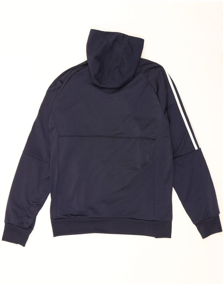 Adidas Hombre Zip Neck Sudadera Con Capucha Jersey Medio Azul Marino Poliéster