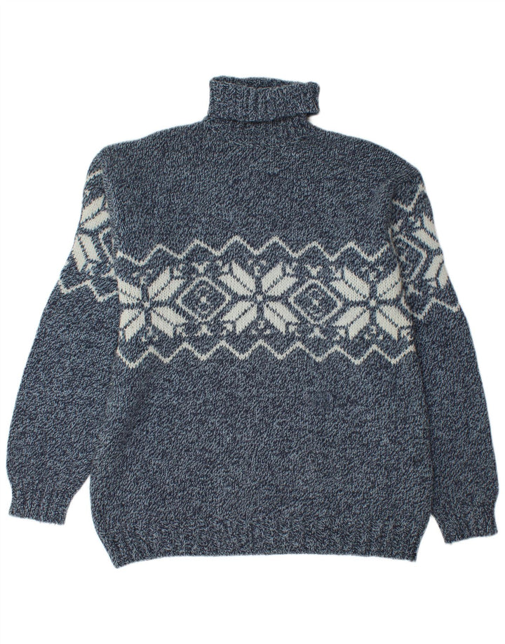 Barbieri Jersey con cuello vuelto para hombre XL Azul marino Fair Isle