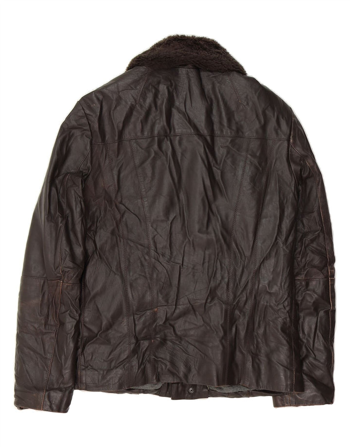 IANNALFO & SGARIGLIA Mens Leather Jacket IT 50 Large Brown Leather Vintage Iannalfo & Sgariglia and Second-Hand Iannalfo & Sgariglia from Messina Hembry 