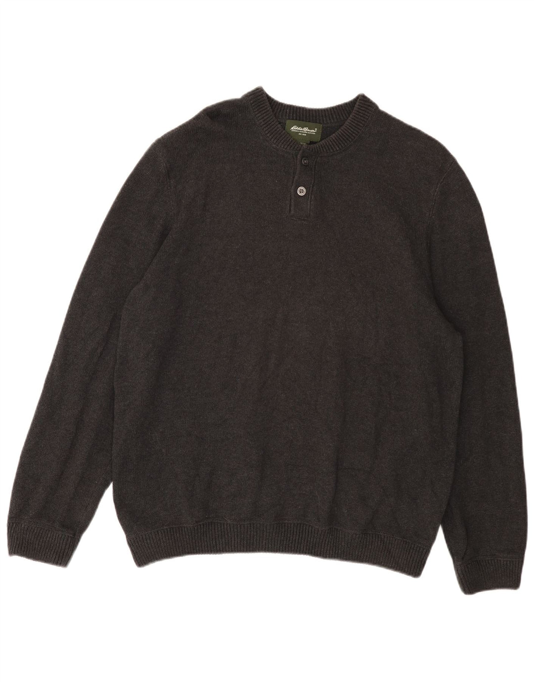 EDDIE BAUER Jersey de cuello redondo para hombre XL Algodón gris