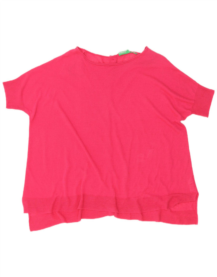Benetton Cárdigan Extragrande De Manga Corta Para Mujer EU 44 Rosa Mediano