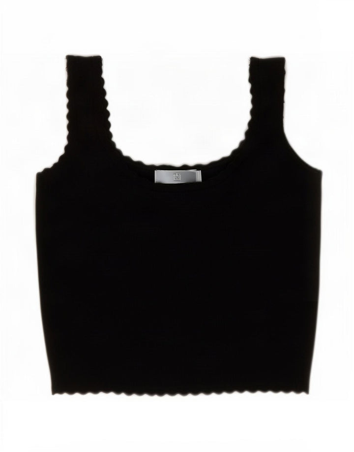 Zara Mujer Crop Cami Top UK 42 Mediano Negro